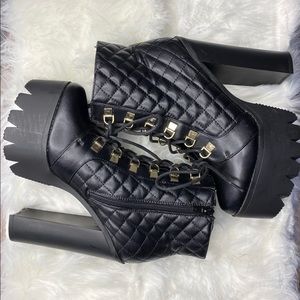 Black & Gold Platform Boots